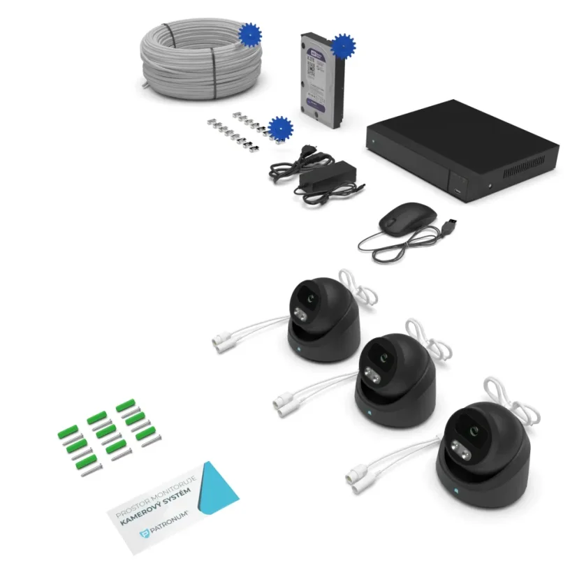 8.0Mpx IP kamerový systém PROFI 3xDOME PRD38 PLUS ANTRACIT
