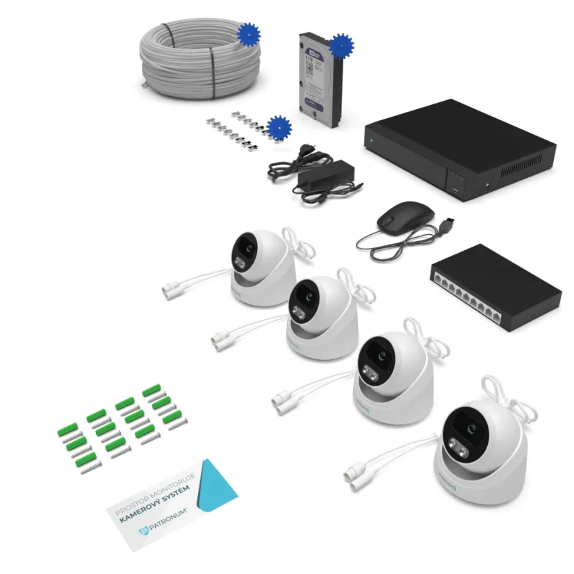 8.0Mpx IP kamerový systém PROFI 4xDOME PRD38 Switch PLUS