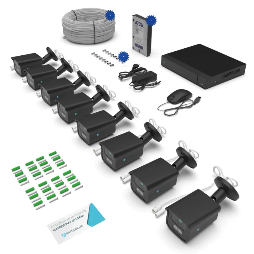 IP kamerový systém 8.0Mpx s AI PATRONUM 8xBULLET PRB38 Gen2 Antracit