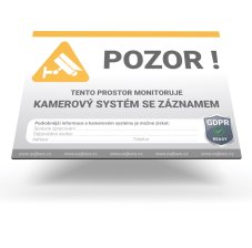 Výstražná tabulka pro kamerový sytém GDPR READY - A5, venkovní